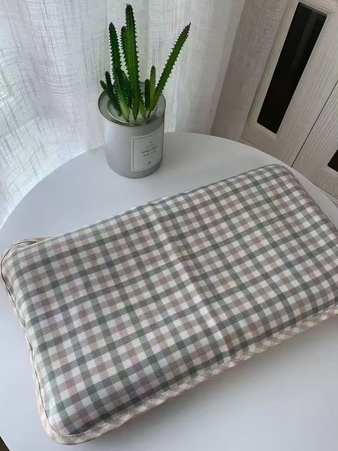 TY竹纤维格子双层复合枕皮5070