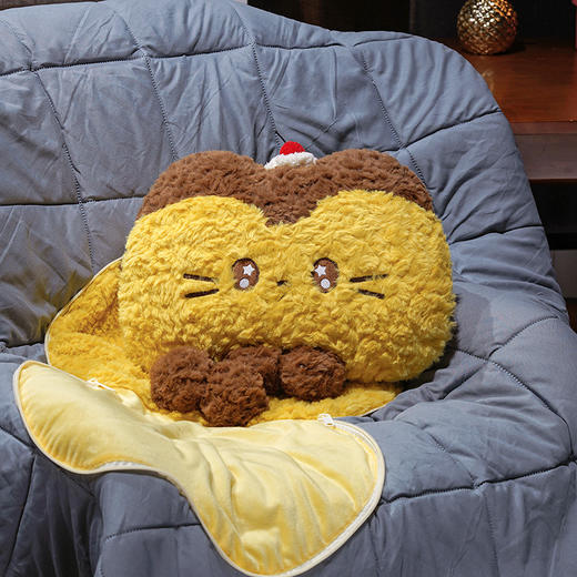 自然醒布丁猫刷花两用抱枕被QYL 商品图12