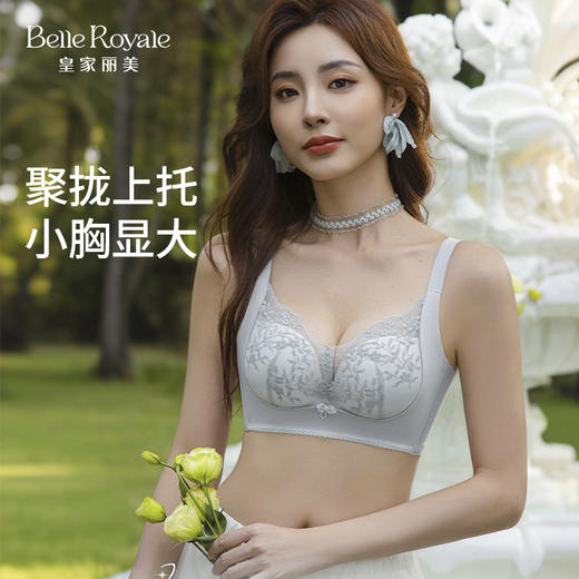皇家丽美 2026新款蕾丝无钢圈聚拢文胸女小胸显大上托收副乳调整型内衣WW959-2 商品图0