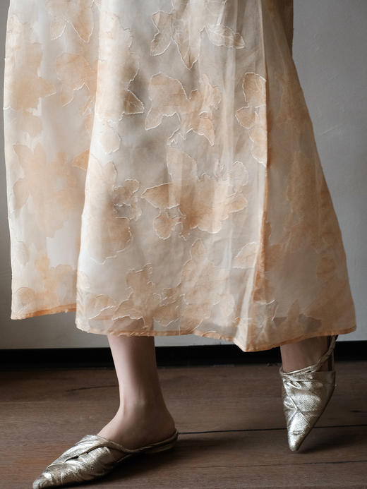 盛唐牡丹 | 浅香槟色真丝绡女裙 商品图3