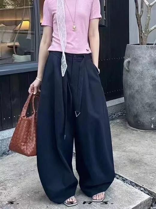 面料顺滑不透【自营】欧货慵懒风6615爆款气球裤三角腰带标休闲裤-喜出 商品图4