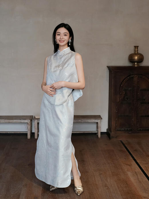 盛唐牡丹 | 兰花纹真丝异色罗马甲 商品图0