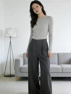 定制高级面料【自营】0136 休闲烟灰80%棉➕20天丝长款直筒宽松休闲裤 -喜出