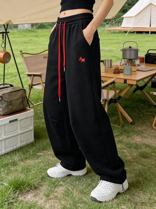 418良粉节|2026 活动爆款 小马刺绣【自营】2601两穿可收口松紧腰弯刀裤休闲裤-喜出 商品图1