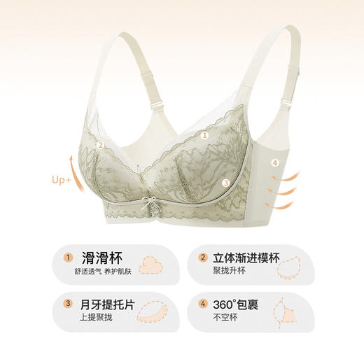 皇家丽美 2026新款法式蕾丝内衣女小胸聚拢收副乳防下垂调整型文胸无钢圈WW958-2 商品图1