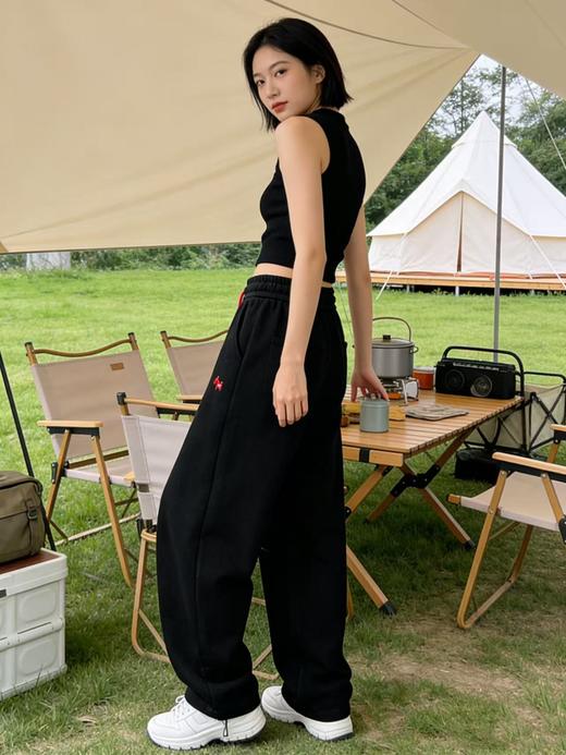 418良粉节|2026 活动爆款 小马刺绣【自营】2601两穿可收口松紧腰弯刀裤休闲裤-喜出 商品图2