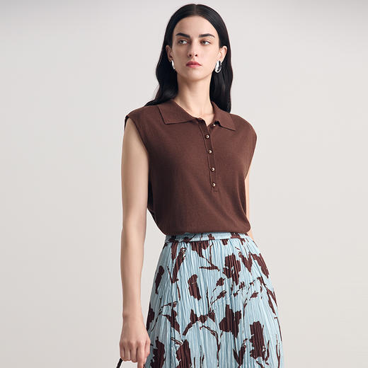 EITIE爱特爱时尚舒适修身百搭无袖针织上衣2026夏新款8601305 商品图8