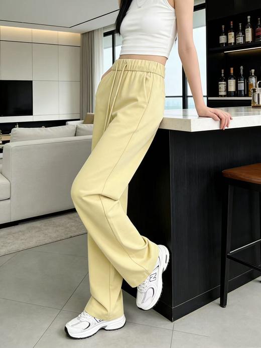 418良粉节|2026 活动爆款 面料细腻【自营】127松紧腰窄版春季百搭高密直筒休闲裤-喜出 商品图2
