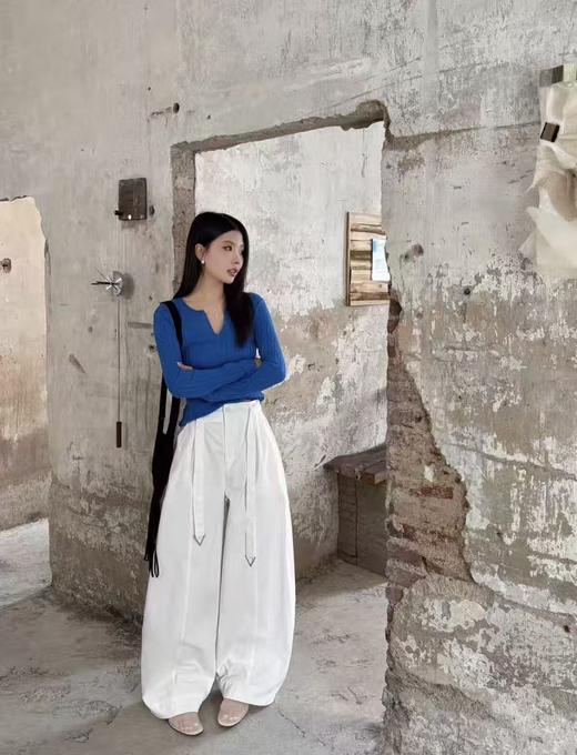 面料顺滑不透【自营】欧货慵懒风6615爆款气球裤三角腰带标休闲裤-喜出 商品图1