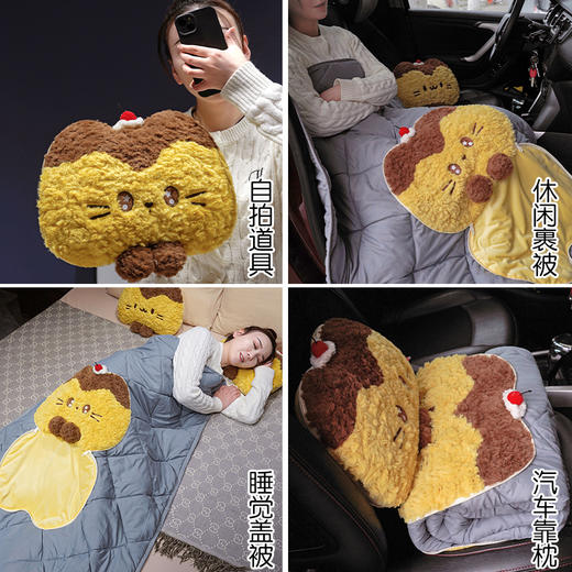 自然醒布丁猫刷花两用抱枕被QYL 商品图6