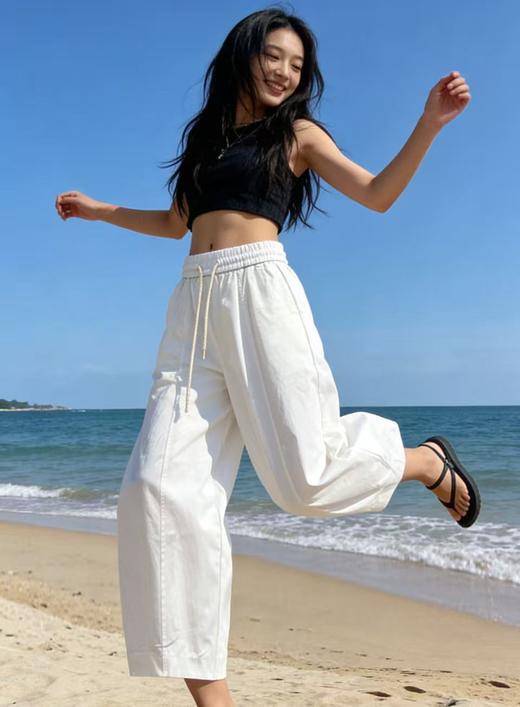 高密100%棉【自营】 裤型超好！显瘦8830水洗棉气球裤九分宽松休闲裤 -喜出 商品图0