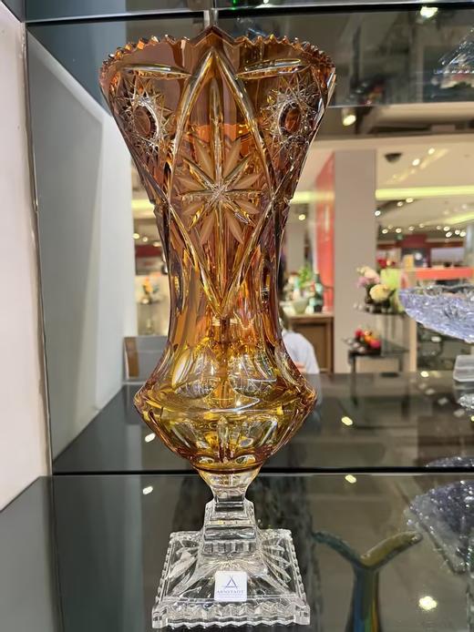 德国进口Arnstadt安斯特奢华玻璃花瓶摆件插花客厅高级感家用送礼安斯特43cm琥珀玛德琳花瓶34cm（仅样品，介意者慎拍，非质量不退不换 商品图1