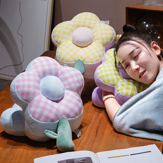 自然醒泡泡格花朵冰丝双面午睡枕QYL 商品图12