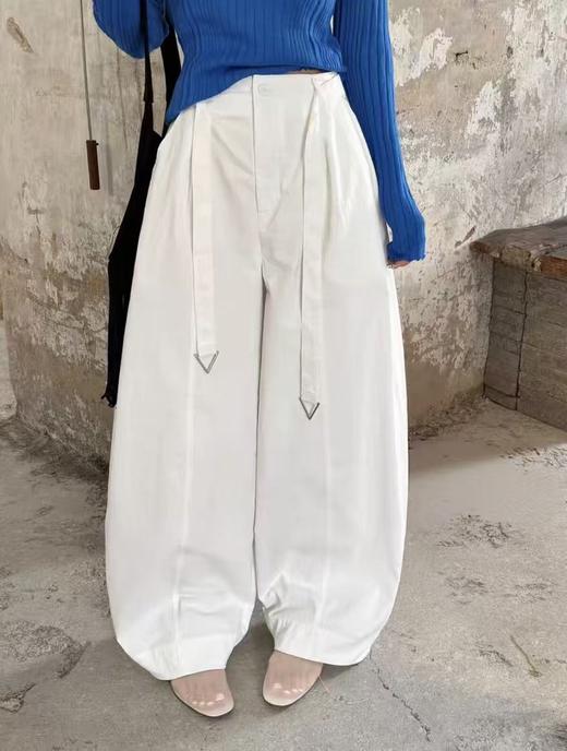 面料顺滑不透【自营】欧货慵懒风6615爆款气球裤三角腰带标休闲裤-喜出 商品图0