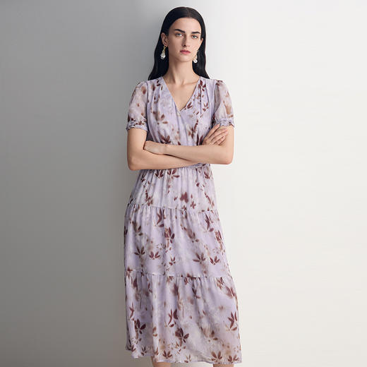 EITIE爱特爱优雅大气收腰A字印花连衣裙2026夏季新款8607332 商品图3