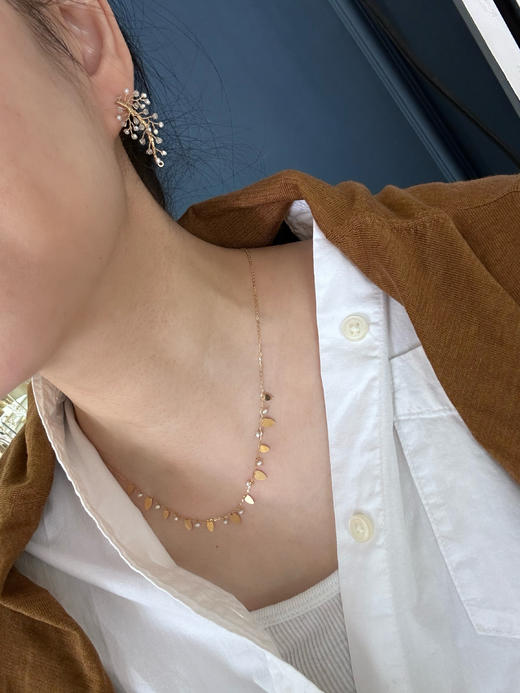 SpoiledBrat Jewelry叶脉系列 珍珠月光石耳钉 商品图1