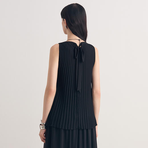 EITIE爱特爱2026夏季新款显瘦简约时尚通勤压褶无袖上衣8613306 商品图5