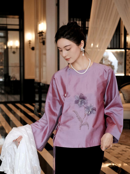 暂不上架 |廷前观棠 | 垂烟双宫丝七分袖外套 商品图2