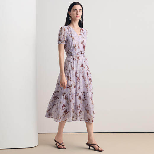 EITIE爱特爱优雅大气收腰A字印花连衣裙2026夏季新款8607332 商品图1