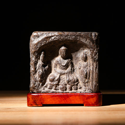 南北朝佛造像古砖镶嵌歙石制砚 商品图5