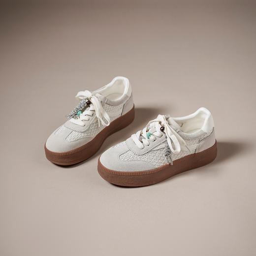 【牛剖层皮革】西村名物2026年春季新款半羊皮内里防滑厚底系带休闲鞋板鞋德训鞋X26AM18211 商品图2