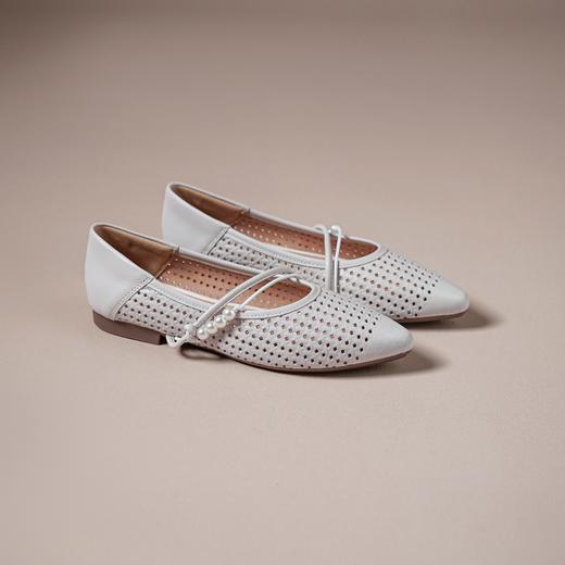 【羊皮革】西村名物2026年夏季新款猪皮内里内垫舒适平跟小尖头镂空洞洞空鞋X26AH18171 商品图7