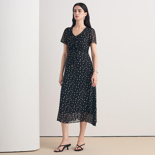 EITIE爱特爱2026夏季新款法式波点时尚通勤显瘦复古连衣裙8607329 商品图1