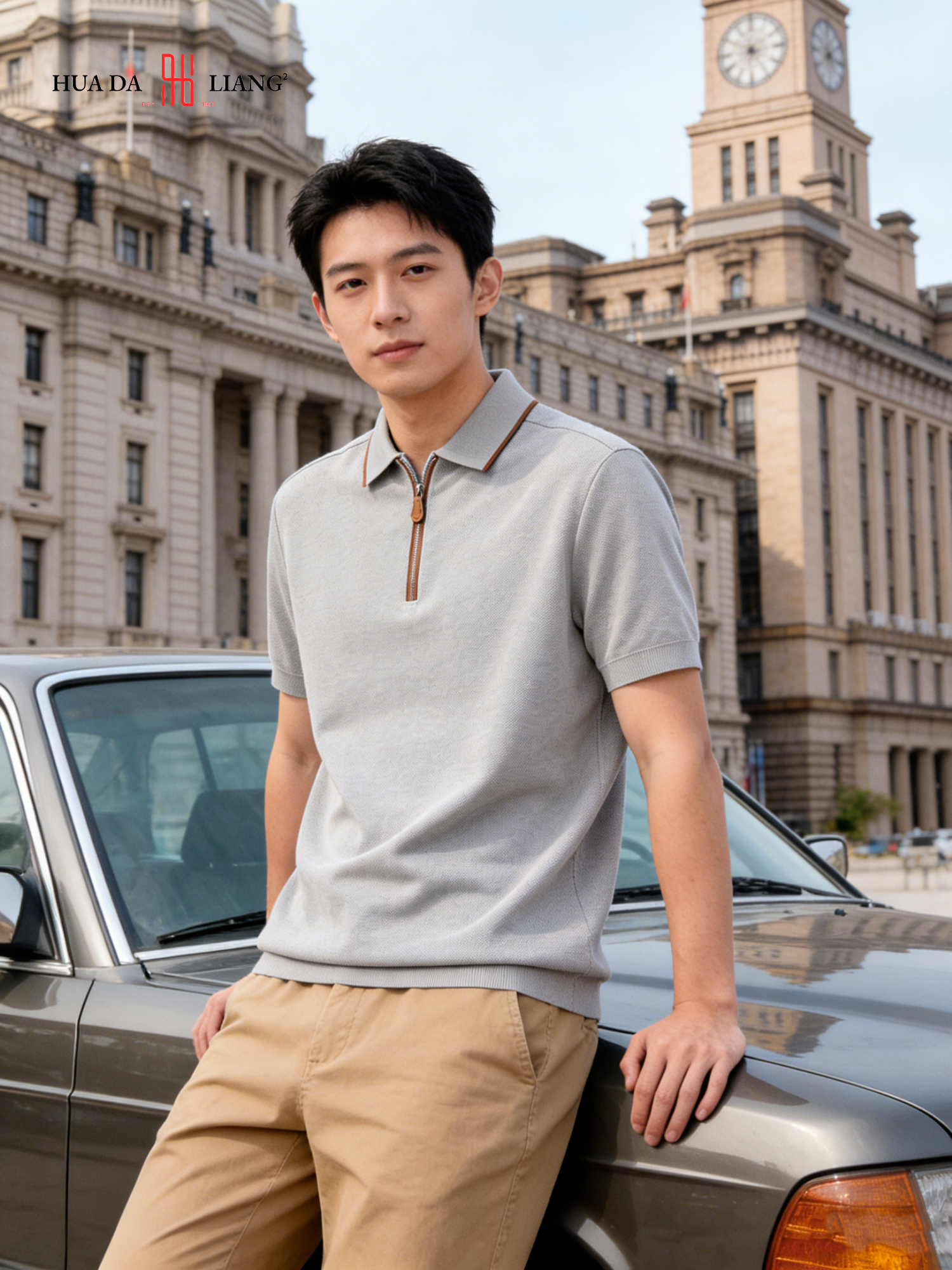 男装26春夏新品反领POLO半拉链短袖2277-G-6650