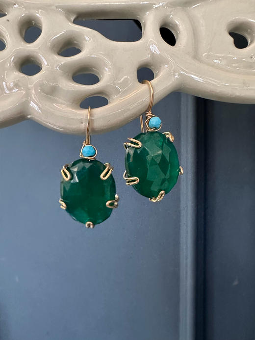 SpoiledBrat Jewelry绿玉髓绿松石耳环 商品图8