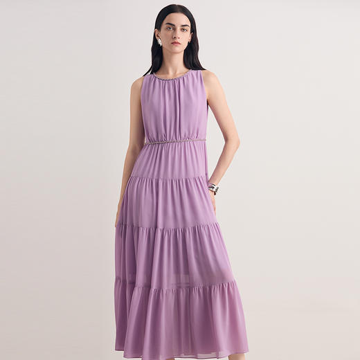 EITIE爱特爱2026夏季新款精致气质圆领无袖收腰礼服连衣裙8677309 商品图8