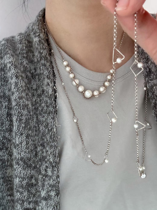 SpoiledBrat Jewelry纯银几何珍珠项链长链 商品图3