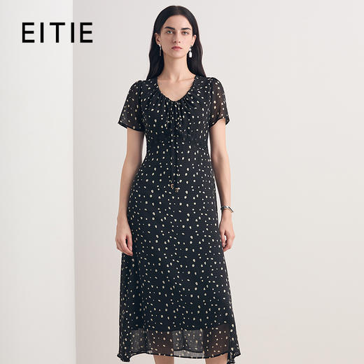 EITIE爱特爱2026夏季新款法式波点时尚通勤显瘦复古连衣裙8607329 商品图0