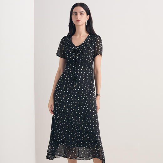 EITIE爱特爱2026夏季新款法式波点时尚通勤显瘦复古连衣裙8607329 商品图3