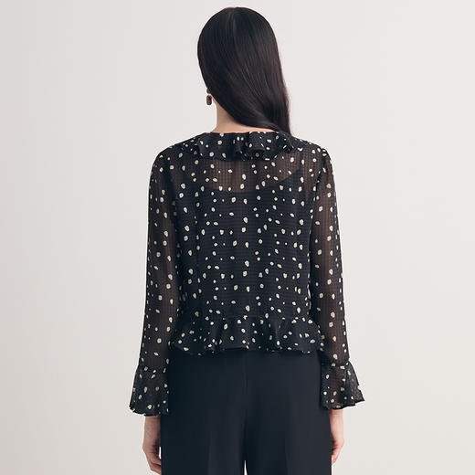 EITIE爱特爱气质V领显瘦通勤法式波点上衣2026夏季新款8609303 商品图4