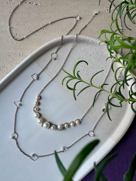 SpoiledBrat Jewelry纯银几何珍珠项链长链 商品图0