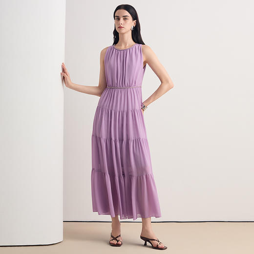 EITIE爱特爱2026夏季新款精致气质圆领无袖收腰礼服连衣裙8677309 商品图6