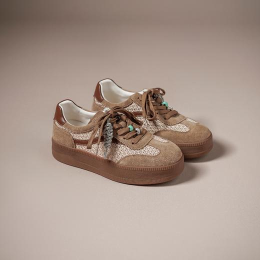 【牛剖层皮革】西村名物2026年春季新款半羊皮内里防滑厚底系带休闲鞋板鞋德训鞋X26AM18211 商品图1