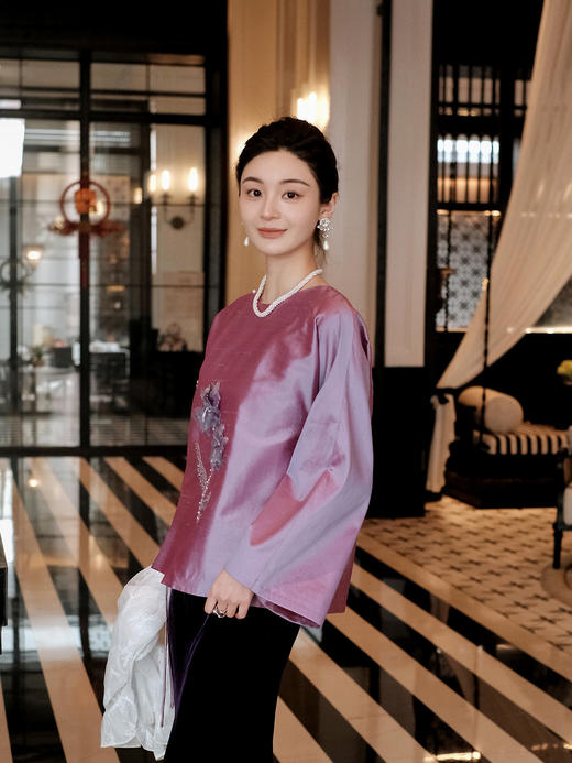 暂不上架 |廷前观棠 | 垂烟双宫丝七分袖外套 商品图4