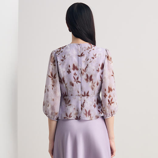 EITIE爱特爱2026夏季新款简约气质显瘦印花上衣8613311 商品图5