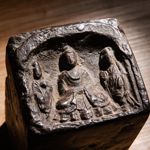 南北朝佛造像古砖镶嵌歙石制砚 商品图2