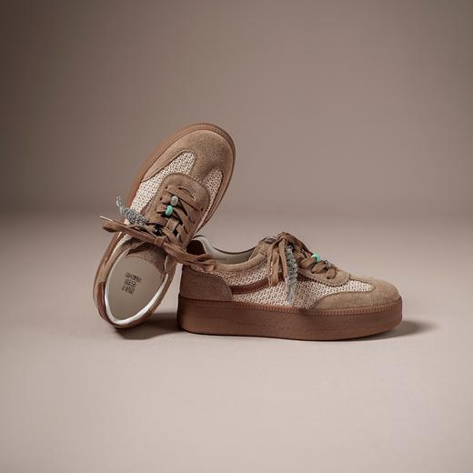 【牛剖层皮革】西村名物2026年春季新款半羊皮内里防滑厚底系带休闲鞋板鞋德训鞋X26AM18211 商品图6