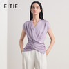 EITIE爱特爱V领交叠结构设计感时尚优雅舒适显瘦收腰上衣2026夏季新款8613309 商品缩略图0