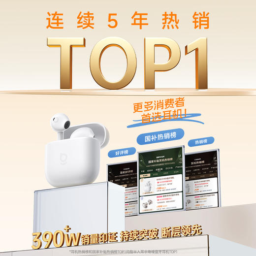 倍思 Bass系列 W04 TWS真无线蓝牙耳机 2025版 商品图1