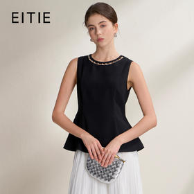 EITIE爱特爱千金风设计感显瘦荷叶边下摆无袖小上衣2026夏新款B2613202