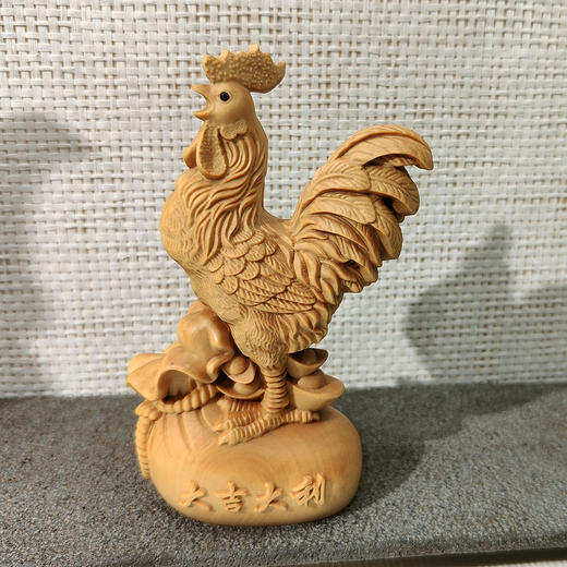 金鸡报晓/大吉大利°黄杨木摆件 商品图0