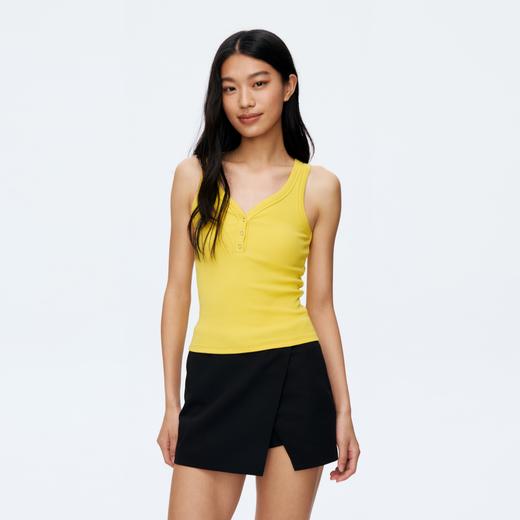 Oenup竹节纹亨利领V领背心 商品图0