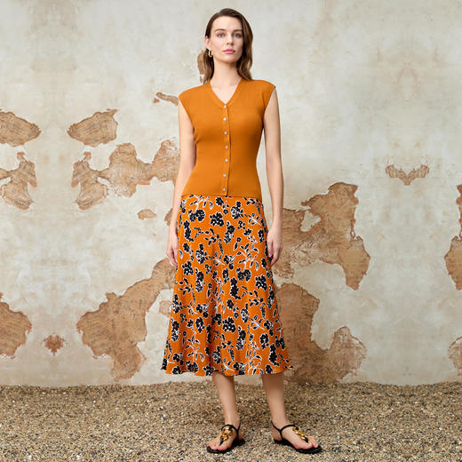 EITIE爱特爱气质通勤高腰显瘦a字印花半身裙夏季新款8206914 商品图3