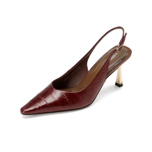 Westory2026年夏季胎牛高跟小圆尖头后空鞋通勤百搭空凉鞋W26AH51431 商品图9