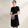 EITIE爱特爱优雅气质黑色拼接蕾丝花边短袖通勤连衣裙2026夏新款B2607204 商品缩略图2