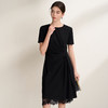EITIE爱特爱优雅气质黑色拼接蕾丝花边短袖通勤连衣裙2026夏新款B2607204 商品缩略图3
